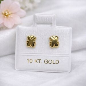 Tous Teddy Bear Inspired Stud Earrings Fine Jewelry 10K Mexican Gold